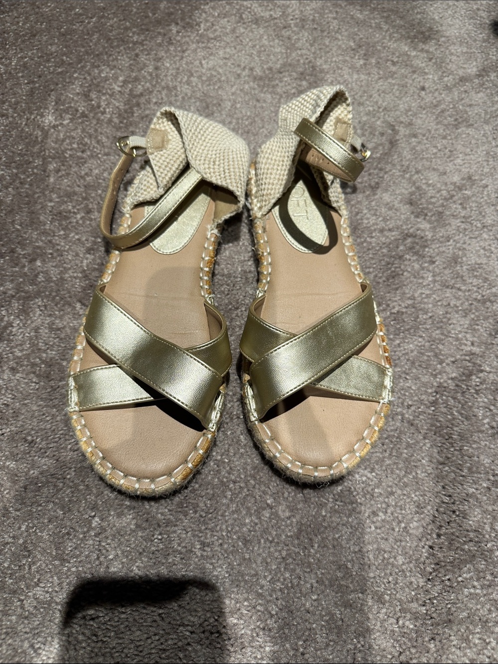 LOFT Metallic Gold Crisscross Ankle-Strap Sandals
